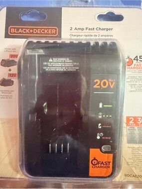 Black & Decker Black 20V Fast Charger-45min charge time